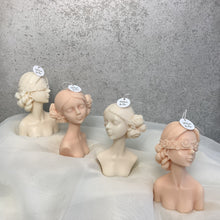 Load image into Gallery viewer, Figurative Head Soy Wax Candles/ Sculptural Heads/ Body candle/ Female candle/Neutral candle/ neutral home decor/ Flower girl candle
