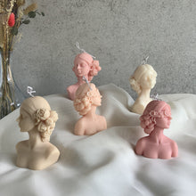 Load image into Gallery viewer, Figurative Head Soy Wax Candles/ Sculptural Heads/ Body candle/ Female candle/Neutral candle/ neutral home decor/ Flower girl candle