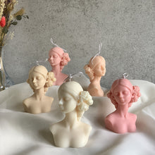 Load image into Gallery viewer, Figurative Head Soy Wax Candles/ Sculptural Heads/ Body candle/ Female candle/Neutral candle/ neutral home decor/ Flower girl candle