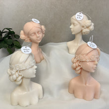 Load image into Gallery viewer, Figurative Head Soy Wax Candles/ Sculptural Heads/ Body candle/ Female candle/Neutral candle/ neutral home decor/ Flower girl candle