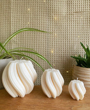 Load image into Gallery viewer, Scandinavian Pillar Candle Scented /Scented Candle / Vegan candle/ Neutral Home Decor/ Geometric Candle