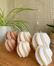 Load image into Gallery viewer, Scandinavian Pillar Candle Scented /Scented Candle / Vegan candle/ Neutral Home Decor/ Geometric Candle