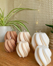 Load image into Gallery viewer, Scandinavian Pillar Candle Scented /Scented Candle / Vegan candle/ Neutral Home Decor/ Geometric Candle
